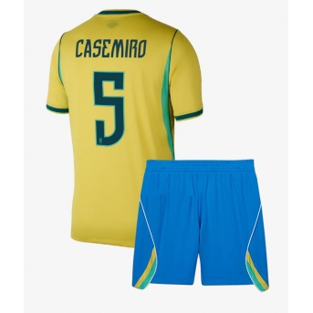 Billige Fotballdrakt Brasil Casemiro #5 Replika Hjemmedraktsett Barn VM 2026 Kortermet (med bukser)